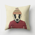 Axyaa Minimalist Spring Tree Landscape Pillow Cover - Bear Penguin Cartoon Animal Pillowcase