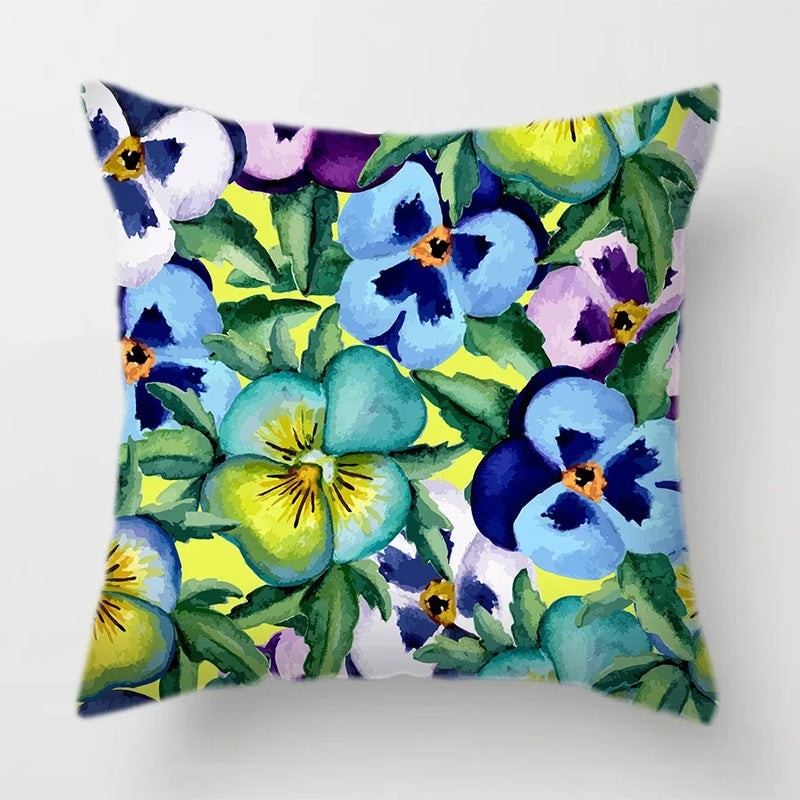 Tropical Plants Parrot Feather Cushion Cover for Sofa by Axyaa