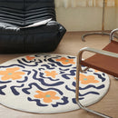 Axyaa Flower Pastoral Small Fresh Round Rug for Bedroom Dresser, Living Room Non-Slip Carpet