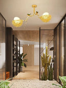 Axyaa Gold Nest Egg Glass Ball Chandelier for Living Room, Dining Room, Kitchen.
