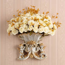 Axyaa Double Angel Vase Wall Hanging with Artificial Flowers for Home Decor