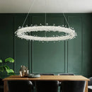 Axyaa Luxurious Circle Pendant Light with Dimmable LED and K9 Crystals for Parlor