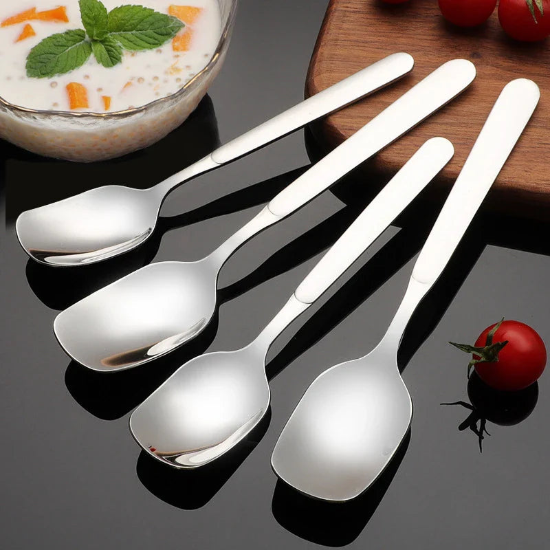 Axyaa Stainless Steel Square-headed Soup Ladle and Dining Spoon