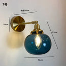 Axyaa Glass Wall Lamp Bedroom Bedside Minimalist Arm Nordic Lights Blue Green Clear Glass