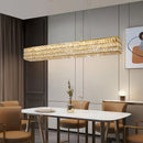 Axyaa Crystal Ceiling Chandelier: Modern Square Pendant Lamp for Living Room, Staircase & Dining Room