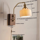 Axyaa Copper Glass LED Wall Lights Bedroom Living Room Pull Chain Switch Bedside Lamp
