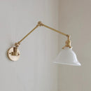 Axyaa Swing Arm Copper Wall Lamp with Green White Lampshade Nordic Modern Design