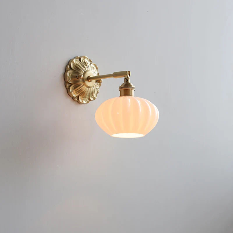 Axyaa Smoke Gray Glass LED Wall Sconce with Adjustable Copper Arm