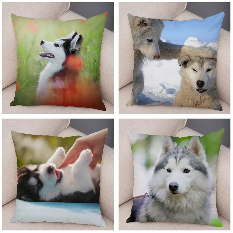 Siberian Husky Pillowcase - Axyaa Animal Cushion Cover, Decor, Cute, Dog Print