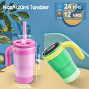 Axyaa Kids Stainless Steel Tumbler with Handle, Straw, and Lid