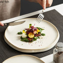 Axya Round Ceramic Dinner Plates: Solid Color Pasta Steak Plate Set