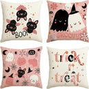 Axyaa Cute Ghost Halloween Pink Throw Pillow Cover 40X40cm