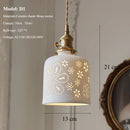Axyaa Nordic Ceramic Pendant Ceiling Light, Modern Brass Socket Hanging Lamp