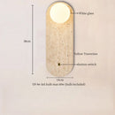Axyaa White Glass LED Wall Light - Yellow Travertine Button Switch - Wabi Sabi Design