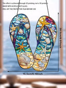 Axyaa Beach Style Acrylic Flip-Flops Suncatcher with Starfish & Shell, Wall Art Decor
