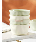 Axyaa Ceramic Rice Bowl Set - Vertical Pattern Tableware - 4pcs Bowl Home