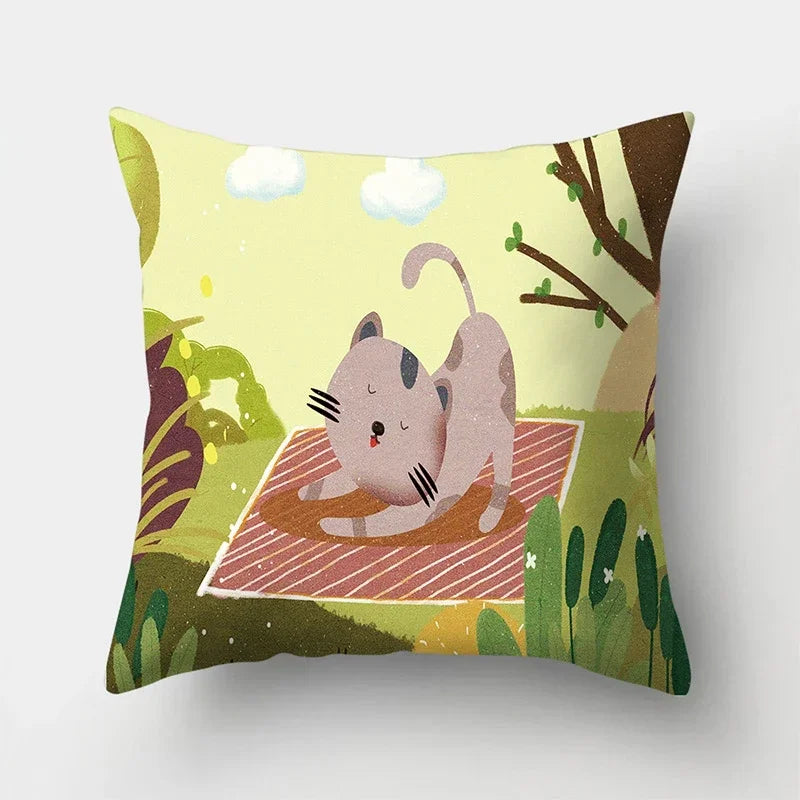 Cat Pattern Cushion Cover for Axyaa Brand Decorative Throw Pillow.