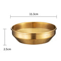 Axyaa 304 Stainless Steel Seasoning Dish Set - Round Golden Barbecue Saucer Plates