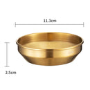 Axyaa 304 Stainless Steel Seasoning Dish Set - Round Golden Barbecue Saucer Plates