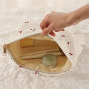 Cherry Printed Corduroy Makeup Bag Large Capacity for Axyaa Brand
