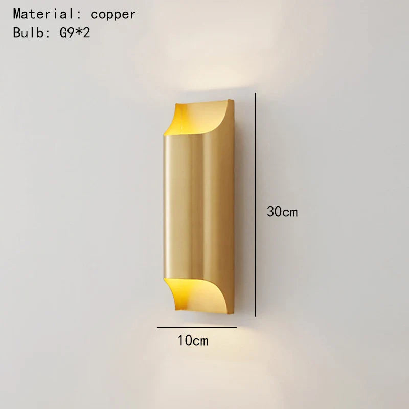 Axyaa Modern Brass LED Wall Lamp Gold Black Body Minimalist Lighting Sconce