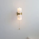Axyaa LED Wall Lamps 2 Heads Pull Chain Switch White Glass Stair Light
