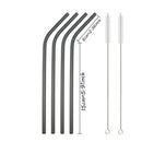 Axyaa Gold Bend Stainless Steel Straws Set with Cleaner Brush - 4 Pcs