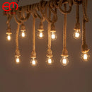 Axyaa Industrial Pendant Lamp Holder with Hemp Rope - 1/2/3/4/5 Heads