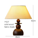Axyaa Brown Wood Table Light with E27 Fabric Shade for Scandinavian & Bohemian Decor