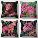 Axyaa Pink Leopard Sofa Cushion Cover Set - 17.7" x 17.7"