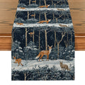 Axyaa Christmas Tree Deer Fox Table Runner for Dining Room