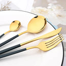 Axyaa Green Gold Stainless Steel Flatware Set for 12 Dinner Knife Forks Teaspoon