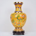 Axyaa Lotus Cloisonne Vase: 10-inch Copper Room Decor with Thick Tire and Intricate Pattern