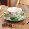 Axyaa Retro Flower Ceramic Coffee Cup&Saucer Set Elegant Teaware