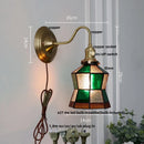 Axyaa Green Vintage LED Wall Lights with Copper Knob Switch