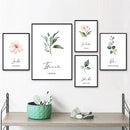 Botanical Leaves Islamic Quote Canvas Painting Pink Flower Wall Art by Axyaa