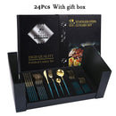 Axyaa Black & Gold Stainless Steel Cutlery Set - Knife, Fork, Spoon
