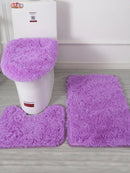 Axyaa Soft Fluff Bath Mat Set for Bathroom Toilet, Non-slip Floor Rug & Lid Cover