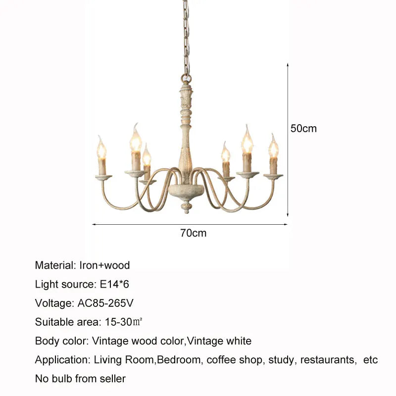 Axyaa Wood Pendant Light French American Retro Rustic Dining Room Kitchen Bedroom Lamp