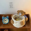 Axyaa Cute Bear Storage Basket Mini Woven Desktop Organizer Home Decor