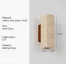Axyaa Yellow Cave Stone Wall Lamp for Study Bedroom, Antique Style Solid Wood Hallway Lamp
