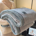 Axyaa White Knitted Velvet Throw Blanket Soft Fleece Bedspread Warm All-season Blanket