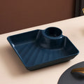 Axyaa Large Square Divided Tray Dumpling Plate Steak Fries Organizer Tableware