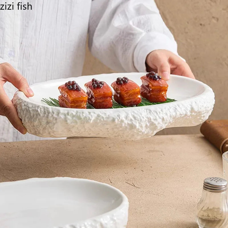 Axya Rock Texture Ceramic Dinner Plate Set