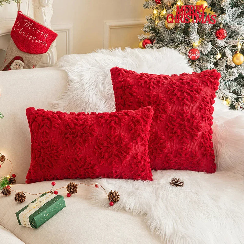 Axyaa Plush Christmas Pillow Cover for Home Decor