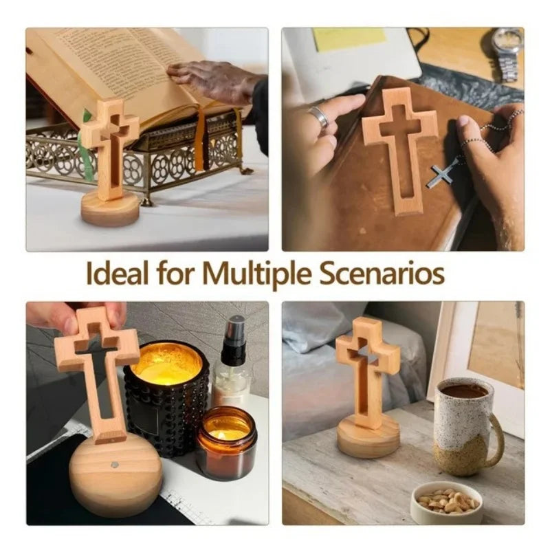 Axyaa Wood Cross Crucifix with Standing Jesus, Religious Christian Ornament