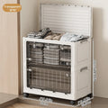 Axyaa Foldable Storage Bin with Wheels - Large Capacity Transparent Organizer for Clothes & Toys