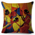 Axyaa Abstract African Woman Decorative Cotton Linen Cushion Cover