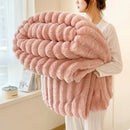 Axyaa Rabbit Velvet Blanket: Winter Thick Warm Flannel for Bedroom & Living Room