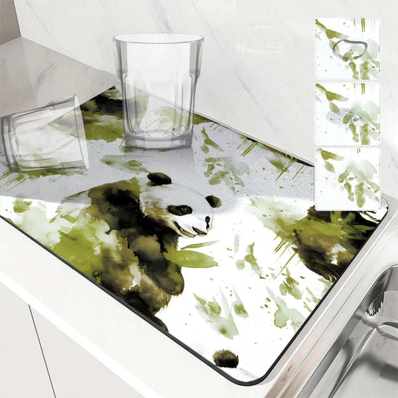 Axyaa Bamboo Panda Kitchen Drying Mat